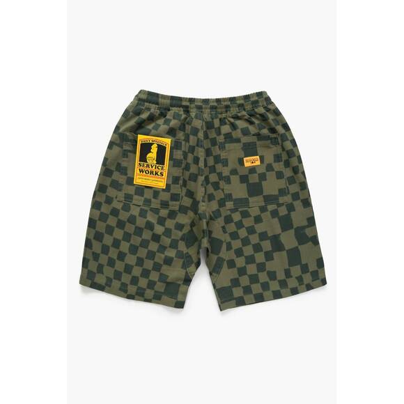 NEW SERVICE WORKS men's drill printed chef shorts in olive - Picture 2 of 4
